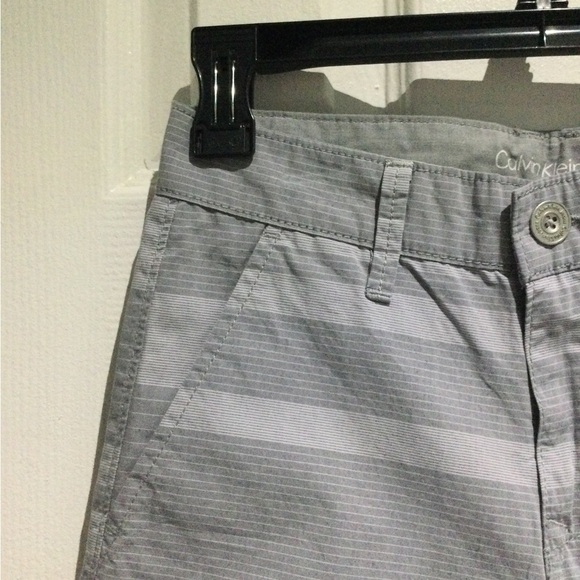 BNWT Calvin Klein Cotton Flat Front Light Gray Striped Shorts - Picture 4 of 6